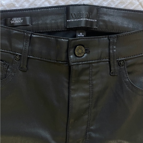 White House Black Market Pants Coated Skinny Cabernet Size 8 High Rise - Picture 6 of 12